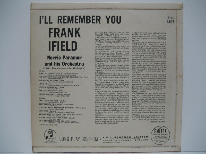 画像2: FRANK IFIELD / I'll Remember You