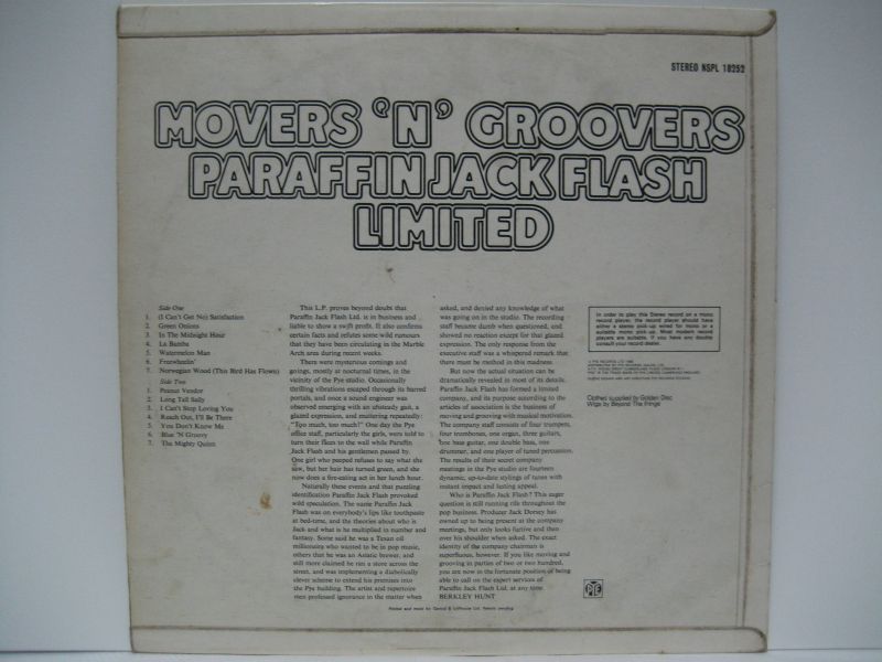 画像2: PARAFFIN JACK FLASH LIMITED / Movers `N' Groovers