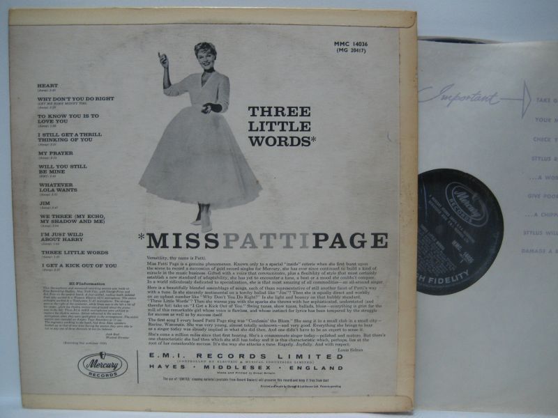 画像2: PATTI  PAGE / Three Little Words