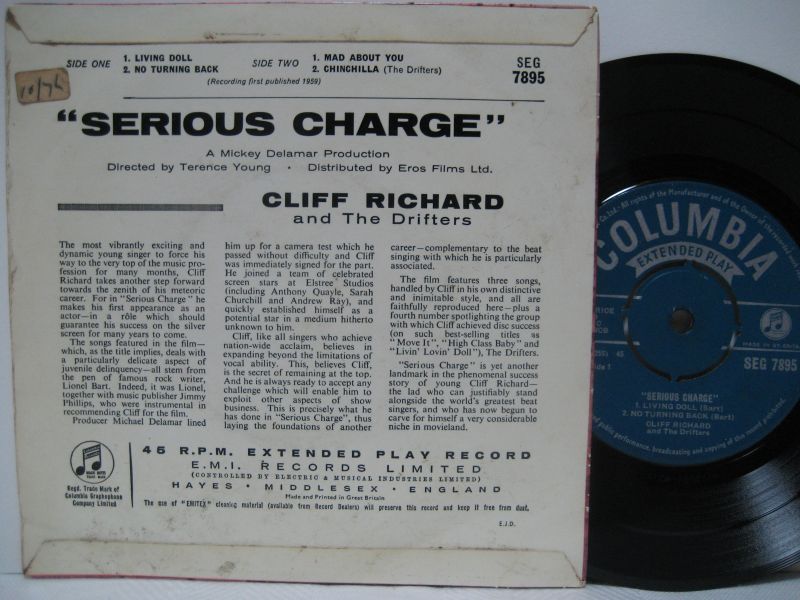 画像2: CLIFF RICHARD & THE DRIFTERS / Serious Charge ( EP )