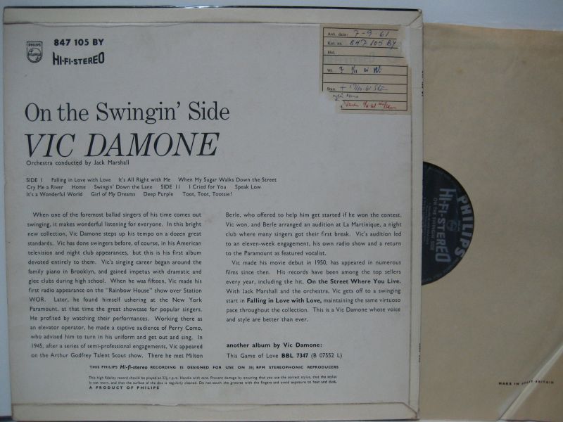 画像2: VIC DAMONE / On The Swingin' Side