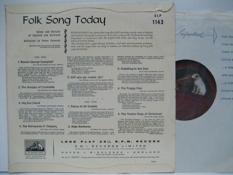 画像2: V.A. ( SHIRLEY COLLINS etc... ) / Folk Song Today ( 10inch )