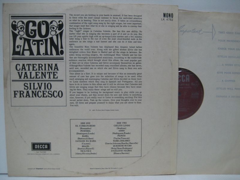 画像2: CATERINA VALENTE & SILVIO FRANCESCO / Go Latin !