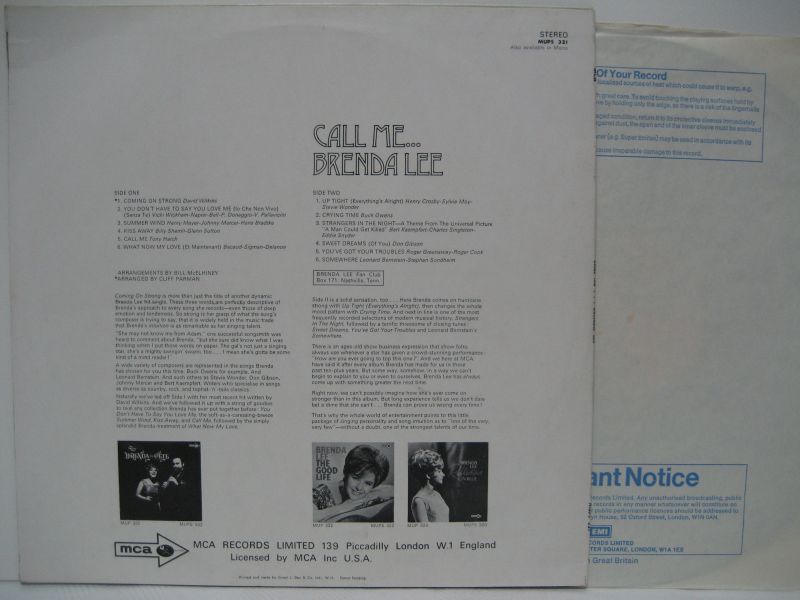 画像2: BRENDA LEE / Call Me