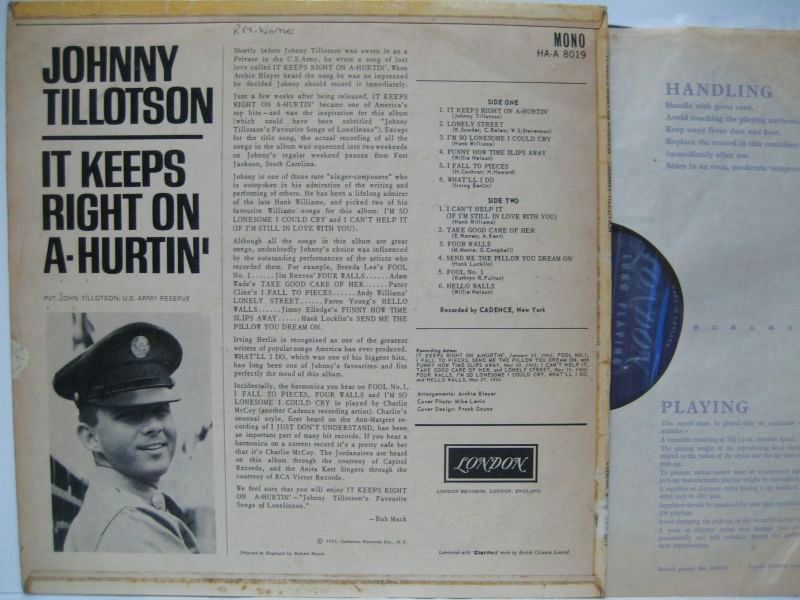 画像2: JOHNNY TILLOTSON / It Keeps Right On A-Hurtin'