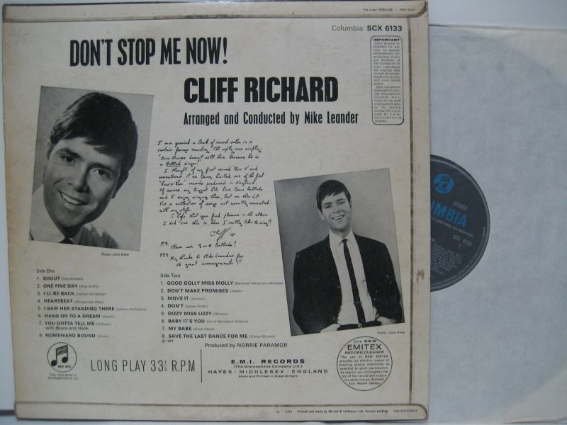 画像2: CLIFF RICHARD / Don't Stop Me Now !