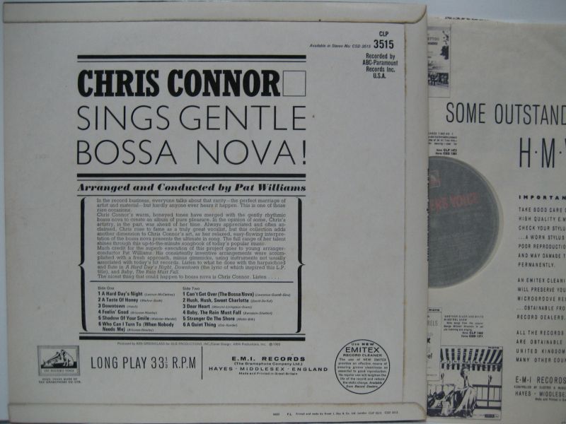 画像2: CHRIS CONNOR / Sings Gentle Bossa Nova