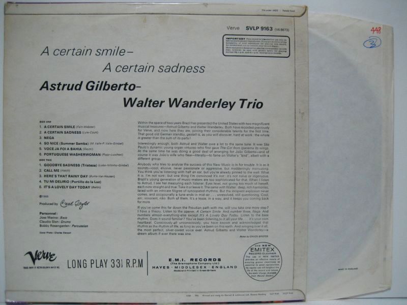 画像2: ASTRUD GILBERTO & WALTER WANDERLEY TRIO / A Certain Smile, A Certain Sadness