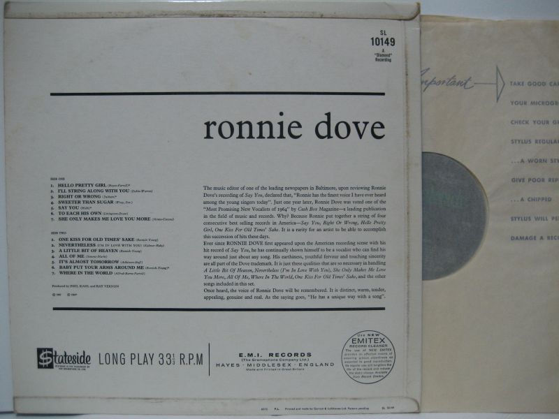 画像2: RONNIE DOVE / One Kiss For Old Times' Sake