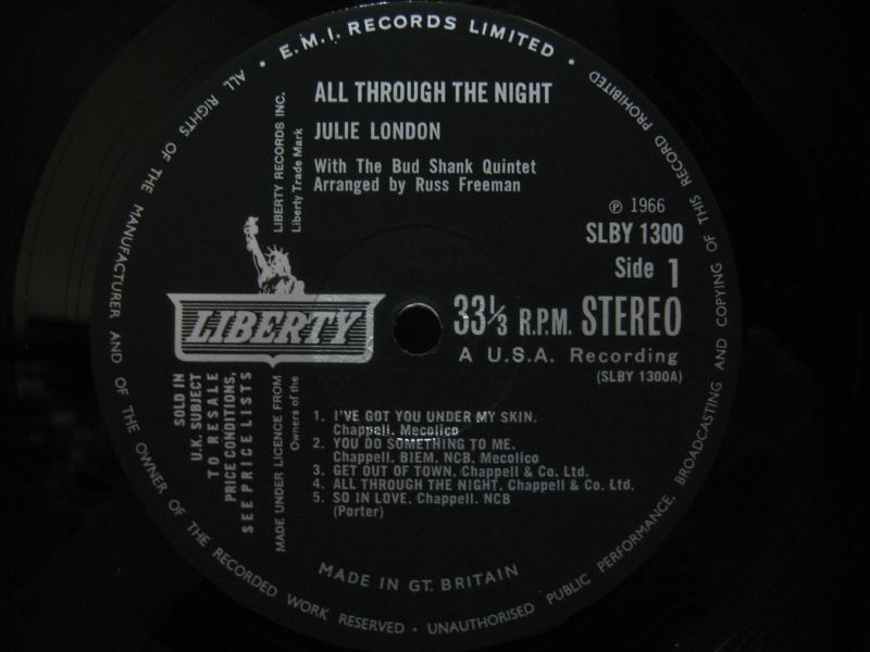 JULIE LONDON / All Through The Night - 大塚レコード