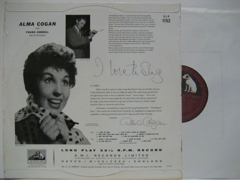 ALMA COGAN / I Love To Sing - 大塚レコード