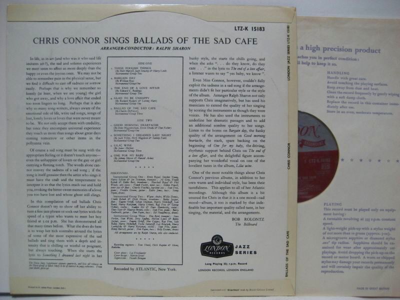 CHRIS CONNOR / Sings Ballads Of The Sad Cafe - 大塚レコード