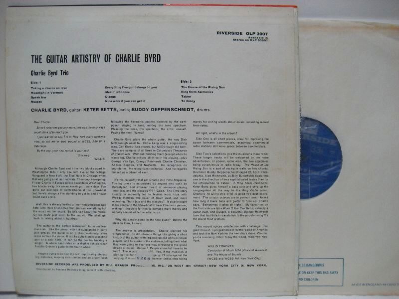 CHARLIE BYRD TRIO / The Guitar Artistry Of Charlie Byrd - 大塚レコード