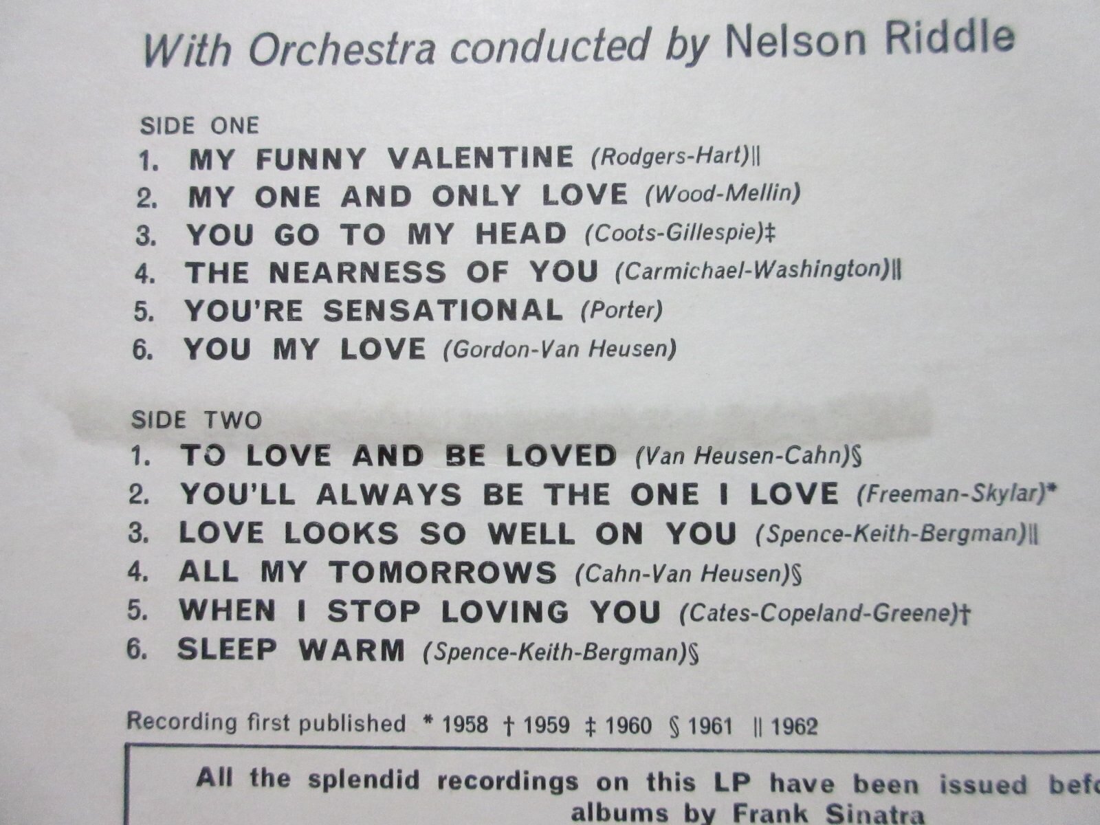 画像: FRANK SINATRA / My Funny Valentine