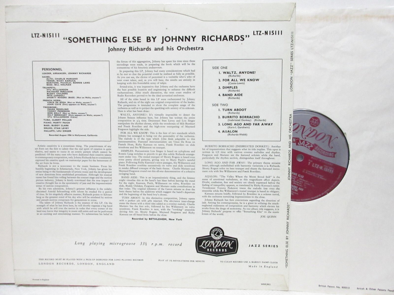 画像2: JOHNNY RICHARDS & HIS ORCHESTRA / Something Else By Johnny Richards